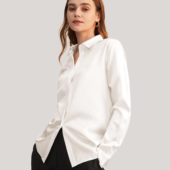 Lily Silk Basic Concealed Placket Women Silk Shirt - Picture 2 of 10
